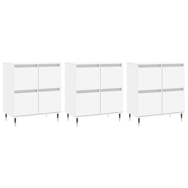 vidaXL Sideboard Set of 3 White Engineered wood Cabinet Rectangular