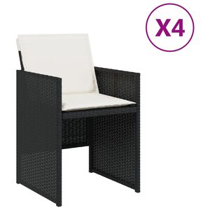 vidaXL Garden Chair Set of 4 Black PE rattan Standard Foldable