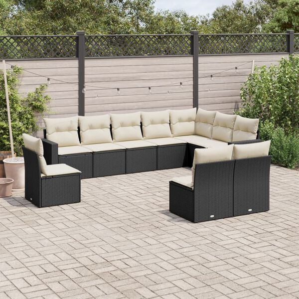vidaXL Garden Sofa Set Black PE Rattan Large Modular Garden Sofa Set