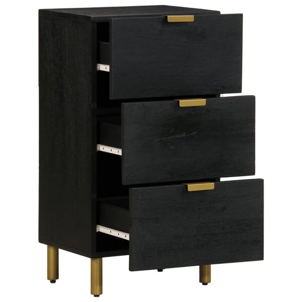 vidaXL Sideboard Black Engineered wood, Solid mango wood, Brass Medium