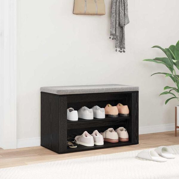vidaXL Shoe Rack with Shelf Black oak 75 x 35 x 45 cm Engineered wood