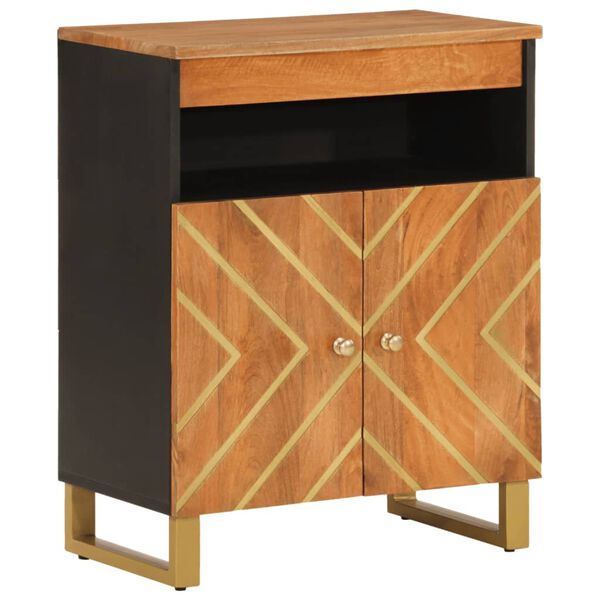 vidaXL Side Cabinet Brown and Black Solid mango wood, MDF, Iron Medium