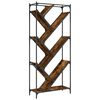 vidaXL Bookcase Smoked oak Engineered wood Tall Adjustable Feet