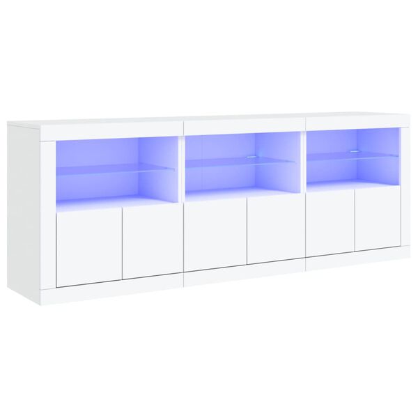 vidaXL Sideboard White Engineered wood, glass Large Sideboard
