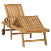 vidaXL Sun Lounger Natural Teak Solid Teak Wood, Galvanized Steel