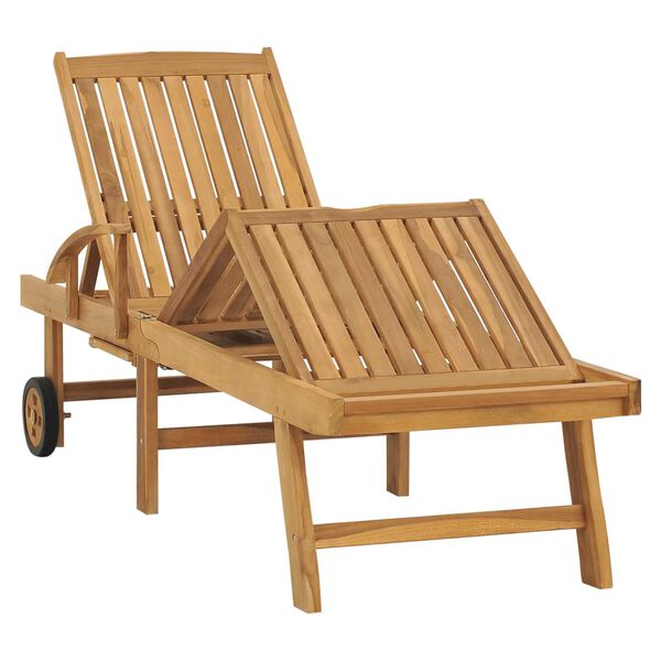 vidaXL Sun Lounger Natural Teak Solid Teak Wood, Galvanized Steel