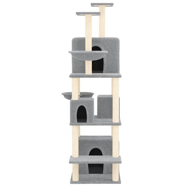 vidaXL Cat Tree Light grey Engineered wood 70.9 in Adjustable Armrests