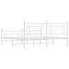 vidaXL Bed Frame White Powder-coated steel King Size Bed Frame