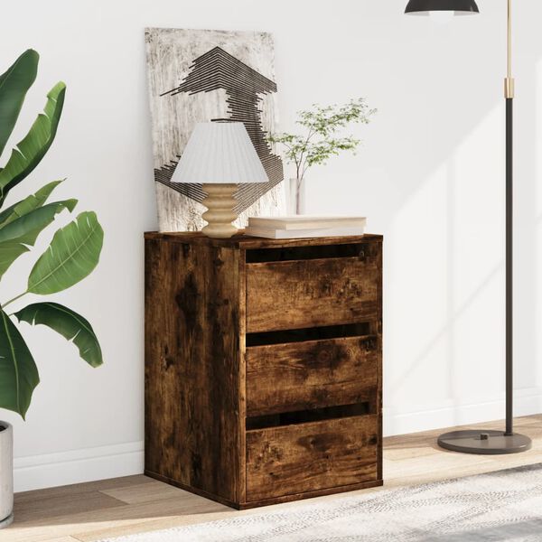 vidaXL Chest of Drawers Smoked Oak Engineered Wood 15.7 x 16.1 x 22.8 in