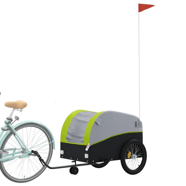 vidaXL Bike Trailer Black and Green 99.2 lb Iron