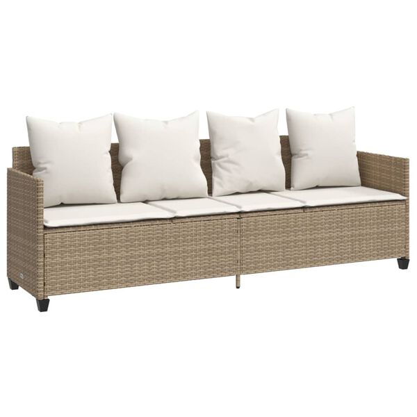 vidaXL Garden Sofa Set Beige PE rattan Medium Removable Covers