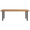 vidaXL Dining Table Light Brown Solid Oak Wood Large Adjustable Feet