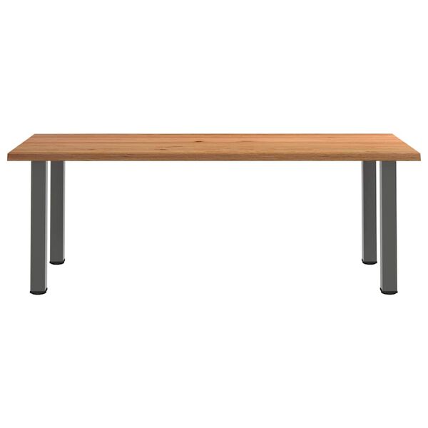 vidaXL Dining Table Light Brown Solid Oak Wood Large Adjustable Feet