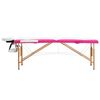 vidaXL Foldable Massage Table 2 Zones Wood White and Pink