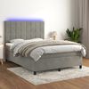 vidaXL Box Spring Bed with Mattress&LED Light Gray 53.9"x74.8" Full Velvet