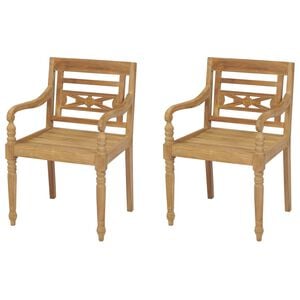 vidaXL Garden Chair Set of 2 Brown Teak wood Standard Durable