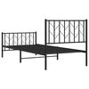 vidaXL Bed Frame Black Powder-Coated Steel Single Bed Frame
