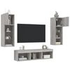 vidaXL 5 Piece TV Wall Units with LED Gray Sonoma Engineered Wood