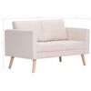 vidaXL Sofa Cream Polyester Fabric, Wooden Frame 2-Seater, Medium