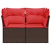 vidaXL Garden Sofa with Cushion 7 pcs Brown and red Poly rattan