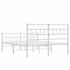 vidaXL Metal Bed Frame White Steel Double Metal Bed Frame Rectangular
