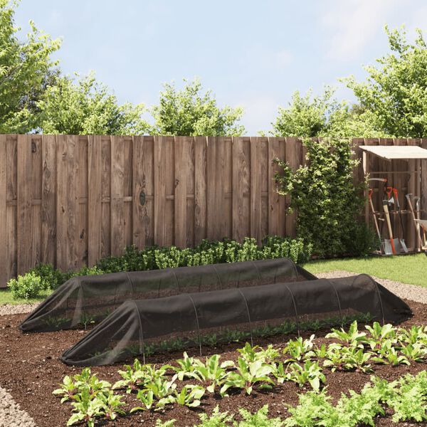 vidaXL Netting Tunnel Set of 2 Black Steel and Polyethylene Large