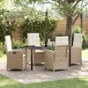 vidaXL Garden Dining Set with Cushion 5 pcs Beige Poly Rattan
