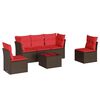 vidaXL 6 Piece Patio Sofa Set with Cushions Brown Poly Rattan