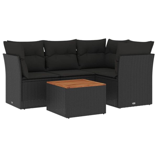 vidaXL Garden Sofa Set Black