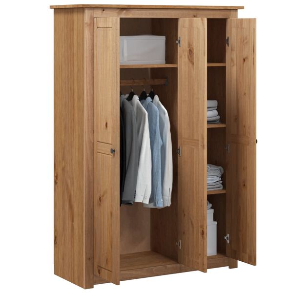 vidaXL Wardrobe Natural wood color Solid pine wood Large Wardrobe