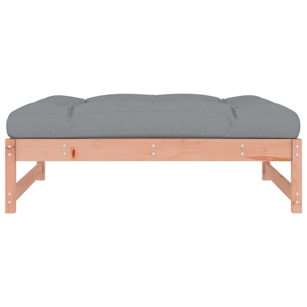 vidaXL Garden Footstool Grey and Wood Solid Douglas wood, Oxford fabric