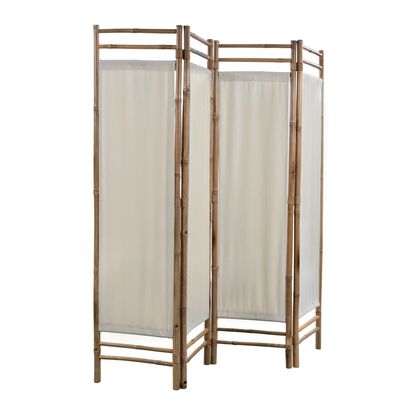vidaXL Folding 4-Panel Room Divider Bamboo and Canvas 63"
