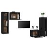 vidaXL TV Cabinet Set of 4 Black Solid Pine Wood TV Cabinet