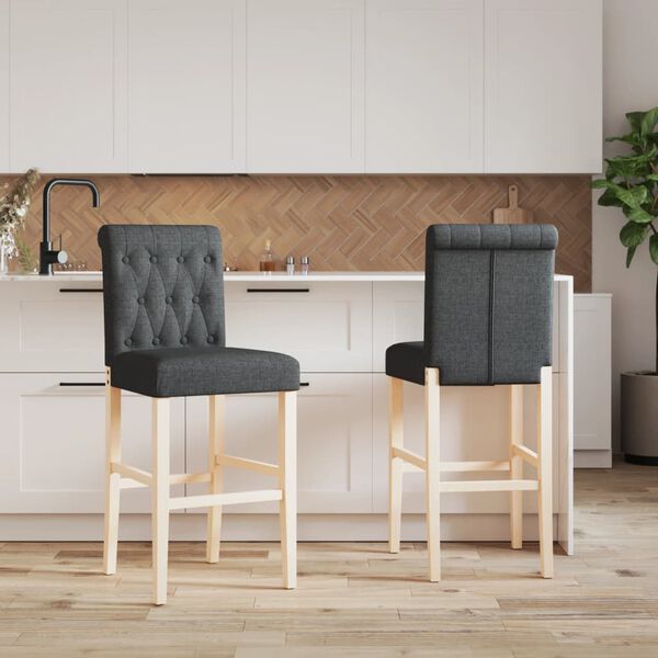 vidaXL Bar Chair Dark grey Solid rubber wood, fabric (100% polyester)
