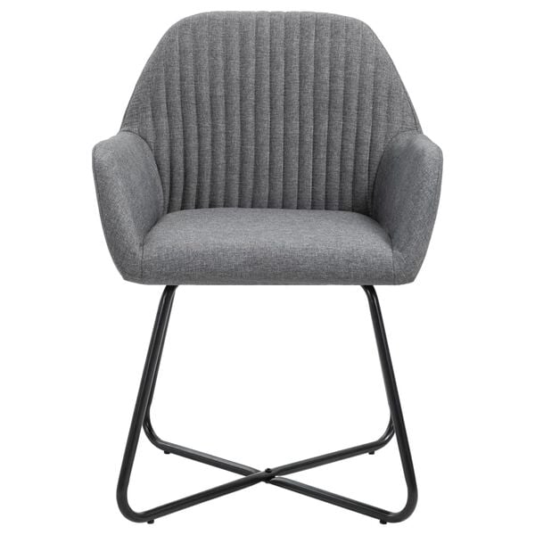 vidaXL Dining Chair Set of 6 Dark Gray Polyester, Powder-coated Steel