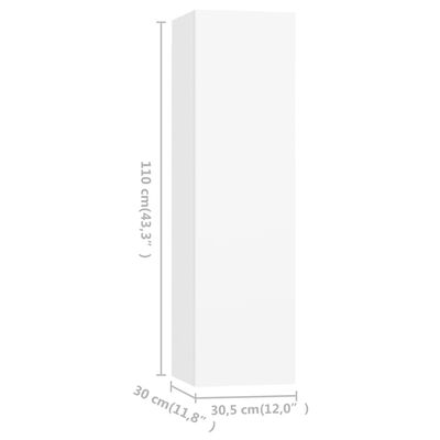 vidaXL TV Cabinets 4 pcs White 12"x11.8"x43.3" Engineered Wood