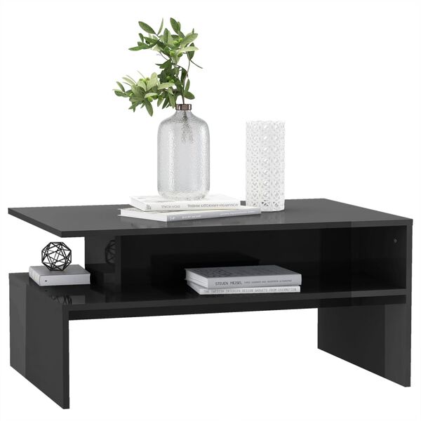 vidaXL Coffee Table High gloss grey Engineered Wood 35.4x23.6x16.7 in