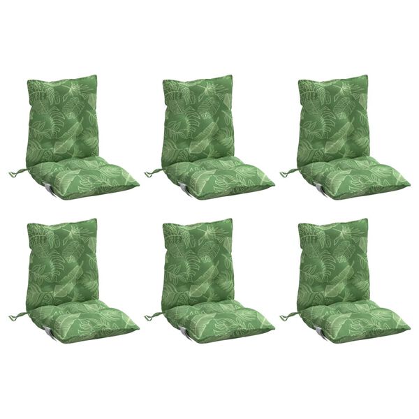 vidaXL Lowback Chair Cushion Set of 6 Leaf pattern