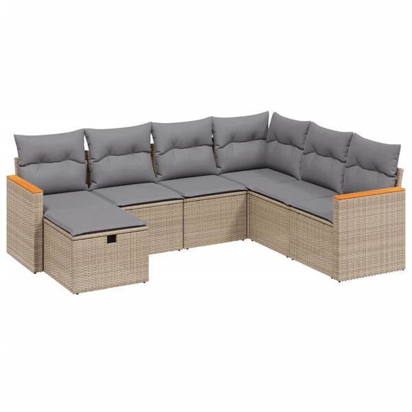 vidaXL Garden Sofa Set Mix Beige Poly Rattan, Powder-Coated Steel
