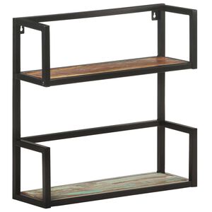 vidaXL Wall Shelf Multicolour wood, black frame