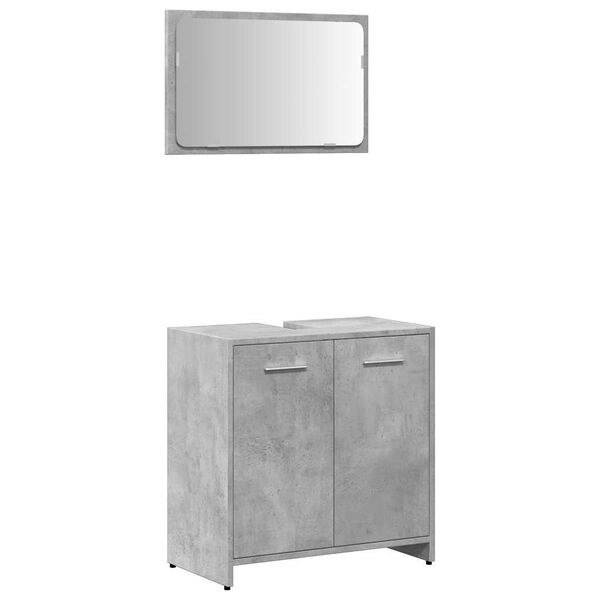 vidaXL Bathroom Cabinet With Mirror Concrete Grey Engineered Wood Medium