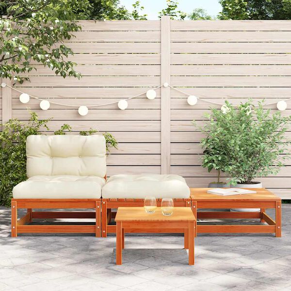 vidaXL Garden Sofa Wax brown Solid pine wood Medium Modular