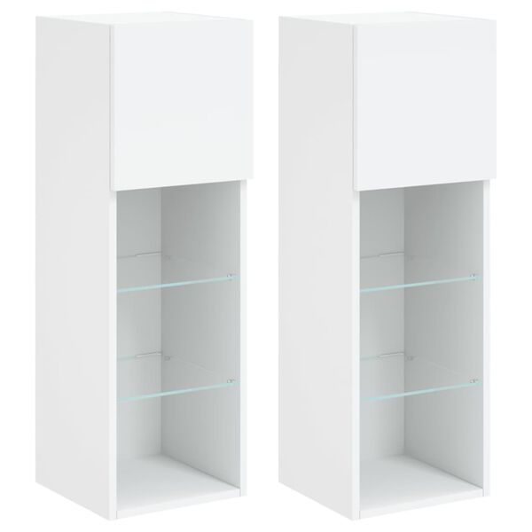 vidaXL TV Cabinet Set of 2 White Engineered wood, glass