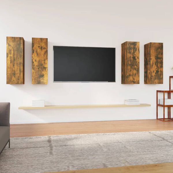 vidaXL TV Cabinet Set of 4 Smoked Oak Engineered wood Medium