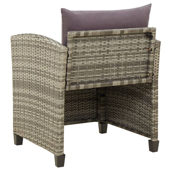 vidaXL Patio Chair with Cushions Poly Rattan Grey