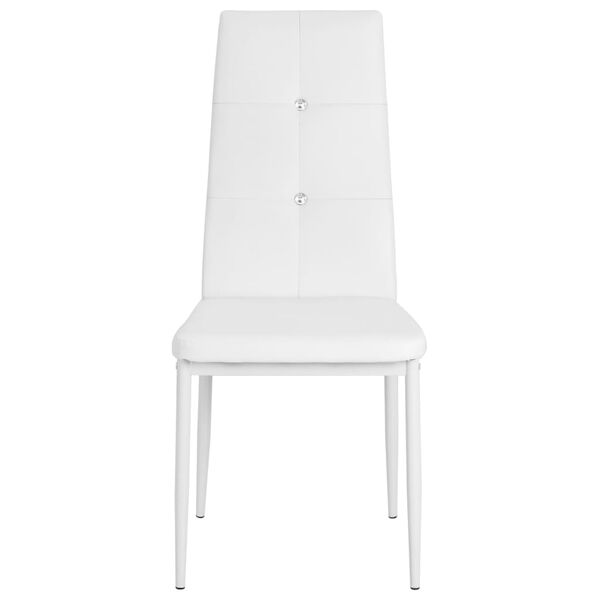 vidaXL Dining Chair Set of 6 White PVC, Wood, Steel Standard Ergonomic