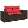 vidaXL 4 Piece Garden Sofa Set with Cushions Brown Poly Rattan