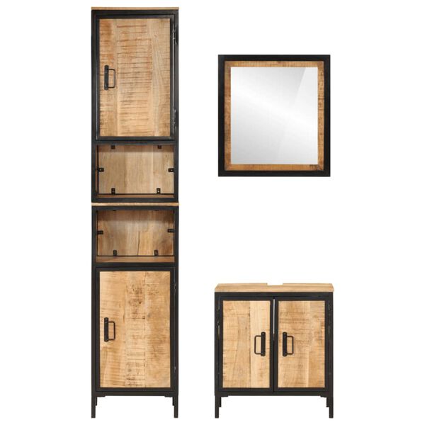 vidaXL Bathroom Furniture Set Natural wood and black