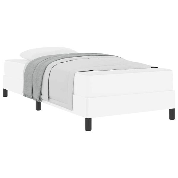 vidaXL Bed Frame with Mattress Pure White 31.50 x 78.74 in Fabric