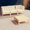 vidaXL Garden Lounge Set Cream Solid pinewood, fabric (100% polyester)